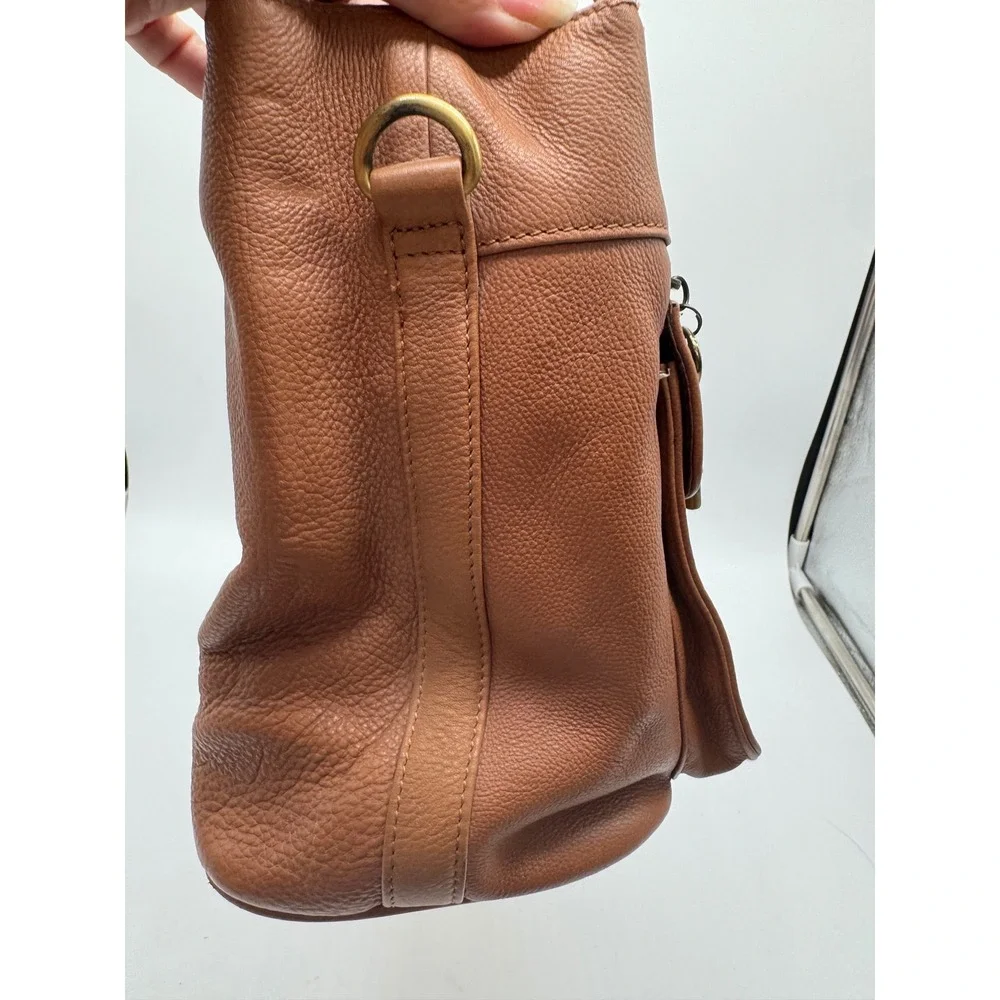 Vintage FOSSIL Brown Leather Tote Shoulder Bag Hobo Classic 75082 Key Charm